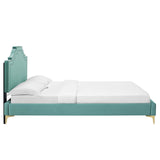 Modway Furniture Adelaide Performance Velvet Queen Platform Bed 0423 Mint MOD-6580-MIN