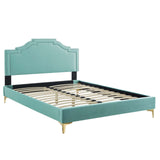 Modway Furniture Adelaide Performance Velvet Queen Platform Bed 0423 Mint MOD-6580-MIN