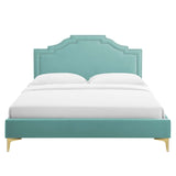 Modway Furniture Adelaide Performance Velvet Queen Platform Bed 0423 Mint MOD-6580-MIN