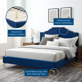 Modway Furniture Adelaide Performance Velvet Queen Platform Bed 0423 Navy MOD-6580-NAV