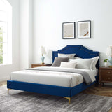 Modway Furniture Adelaide Performance Velvet Queen Platform Bed 0423 Navy MOD-6580-NAV