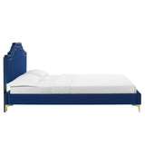 Modway Furniture Adelaide Performance Velvet Queen Platform Bed 0423 Navy MOD-6580-NAV