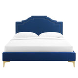 Modway Furniture Adelaide Performance Velvet Queen Platform Bed 0423 Navy MOD-6580-NAV