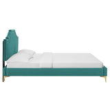 Modway Furniture Adelaide Performance Velvet Queen Platform Bed 0423 Teal MOD-6580-TEA