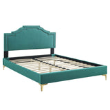 Modway Furniture Adelaide Performance Velvet Queen Platform Bed 0423 Teal MOD-6580-TEA