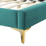 Modway Furniture Adelaide Performance Velvet Queen Platform Bed 0423 Teal MOD-6580-TEA