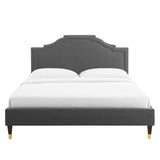 Modway Furniture Adelaide Performance Velvet Queen Platform Bed 0423 Charcoal MOD-6581-CHA