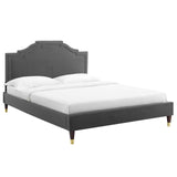 Modway Furniture Adelaide Performance Velvet Queen Platform Bed 0423 Charcoal MOD-6581-CHA