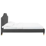 Modway Furniture Adelaide Performance Velvet Queen Platform Bed 0423 Charcoal MOD-6581-CHA