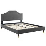 Modway Furniture Adelaide Performance Velvet Queen Platform Bed 0423 Charcoal MOD-6581-CHA