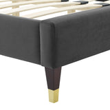 Modway Furniture Adelaide Performance Velvet Queen Platform Bed 0423 Charcoal MOD-6581-CHA