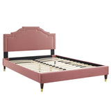 Modway Furniture Adelaide Performance Velvet Queen Platform Bed 0423 Dusty MOD-6581-DUS