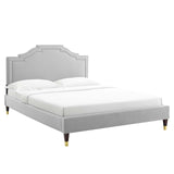 Modway Furniture Adelaide Performance Velvet Queen Platform Bed 0423 Light Gray MOD-6581-LGR