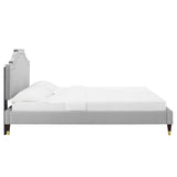 Modway Furniture Adelaide Performance Velvet Queen Platform Bed 0423 Light Gray MOD-6581-LGR