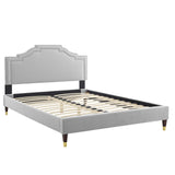 Modway Furniture Adelaide Performance Velvet Queen Platform Bed 0423 Light Gray MOD-6581-LGR