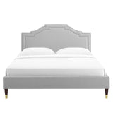 Modway Furniture Adelaide Performance Velvet Queen Platform Bed 0423 Light Gray MOD-6581-LGR