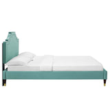 Modway Furniture Adelaide Performance Velvet Queen Platform Bed 0423 Mint MOD-6581-MIN