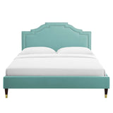 Modway Furniture Adelaide Performance Velvet Queen Platform Bed 0423 Mint MOD-6581-MIN