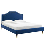 Modway Furniture Adelaide Performance Velvet Queen Platform Bed 0423 Navy MOD-6581-NAV