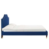 Modway Furniture Adelaide Performance Velvet Queen Platform Bed 0423 Navy MOD-6581-NAV