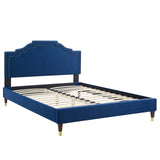 Modway Furniture Adelaide Performance Velvet Queen Platform Bed 0423 Navy MOD-6581-NAV