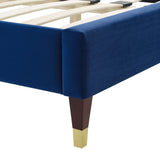 Modway Furniture Adelaide Performance Velvet Queen Platform Bed 0423 Navy MOD-6581-NAV