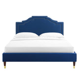 Modway Furniture Adelaide Performance Velvet Queen Platform Bed 0423 Navy MOD-6581-NAV