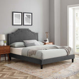 Modway Furniture Adelaide Performance Velvet Queen Platform Bed 0423 Charcaol MOD-6582-CHA