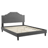 Modway Furniture Adelaide Performance Velvet Queen Platform Bed 0423 Charcaol MOD-6582-CHA