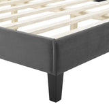 Modway Furniture Adelaide Performance Velvet Queen Platform Bed 0423 Charcaol MOD-6582-CHA