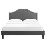 Modway Furniture Adelaide Performance Velvet Queen Platform Bed 0423 Charcaol MOD-6582-CHA