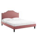 Modway Furniture Adelaide Performance Velvet Queen Platform Bed 0423 Dusty Rose MOD-6582-DUS