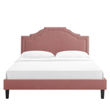 Modway Furniture Adelaide Performance Velvet Queen Platform Bed 0423 Dusty Rose MOD-6582-DUS