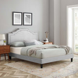 Modway Furniture Adelaide Performance Velvet Queen Platform Bed 0423 Light Gray MOD-6582-LGR