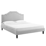 Modway Furniture Adelaide Performance Velvet Queen Platform Bed 0423 Light Gray MOD-6582-LGR