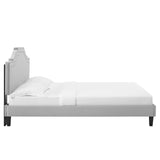 Modway Furniture Adelaide Performance Velvet Queen Platform Bed 0423 Light Gray MOD-6582-LGR