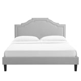 Modway Furniture Adelaide Performance Velvet Queen Platform Bed 0423 Light Gray MOD-6582-LGR