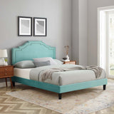 Modway Furniture Adelaide Performance Velvet Queen Platform Bed 0423 Mint MOD-6582-MIN