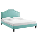 Modway Furniture Adelaide Performance Velvet Queen Platform Bed 0423 Mint MOD-6582-MIN