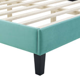 Modway Furniture Adelaide Performance Velvet Queen Platform Bed 0423 Mint MOD-6582-MIN