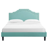 Modway Furniture Adelaide Performance Velvet Queen Platform Bed 0423 Mint MOD-6582-MIN