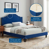 Modway Furniture Adelaide Performance Velvet Queen Platform Bed 0423 Navy MOD-6582-NAV