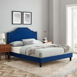 Modway Furniture Adelaide Performance Velvet Queen Platform Bed 0423 Navy MOD-6582-NAV