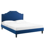 Modway Furniture Adelaide Performance Velvet Queen Platform Bed 0423 Navy MOD-6582-NAV