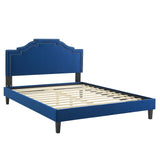 Modway Furniture Adelaide Performance Velvet Queen Platform Bed 0423 Navy MOD-6582-NAV