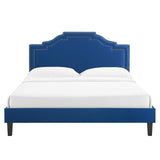 Modway Furniture Adelaide Performance Velvet Queen Platform Bed 0423 Navy MOD-6582-NAV