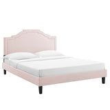 Modway Furniture Adelaide Performance Velvet Queen Platform Bed 0423 Pink MOD-6582-PNK