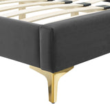 Modway Furniture Colette Queen Performance Velvet Platform Bed 0423 Charcoal MOD-6583-CHA