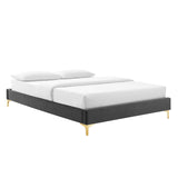 Modway Furniture Colette Queen Performance Velvet Platform Bed 0423 Charcoal MOD-6583-CHA