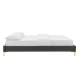 Modway Furniture Colette Queen Performance Velvet Platform Bed 0423 Charcoal MOD-6583-CHA